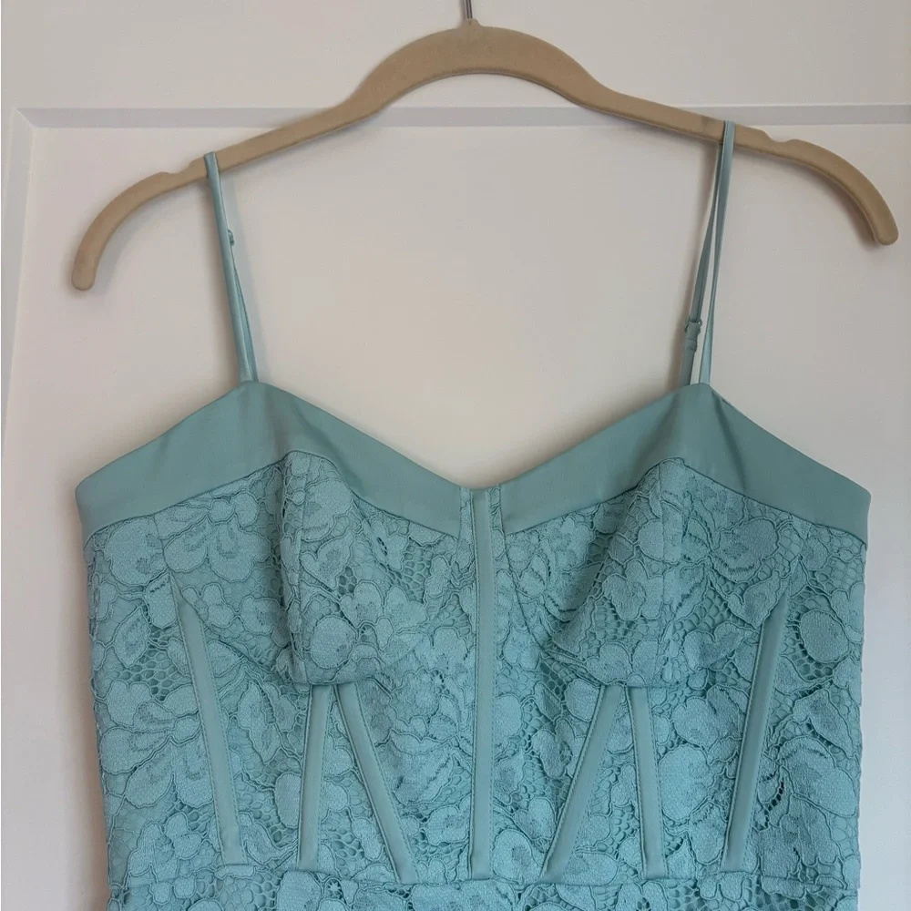 Lace Midi Dress in Light Aqua - Picture 4 of 7